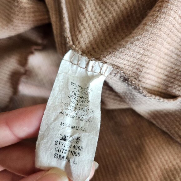 Entro Taupe Brown Tie Dye Bell Sleeve Top Size Small Waffle Knit Long Sleeve - Picture 9 of 11